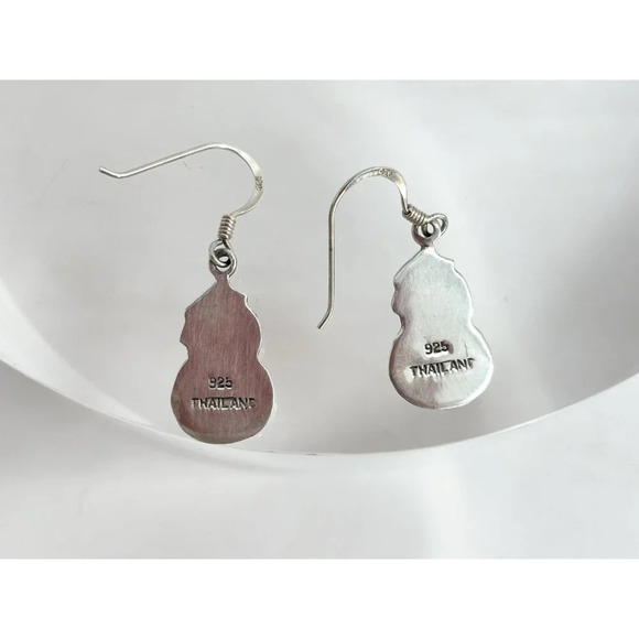 Sterling Silver Vintage Snowman 925 Stamped Thai Made Vintage Dangle Earrings - Picture 4 of 9